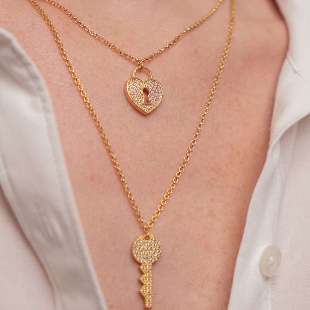 
                      
                        Heart and the key 18k high quality Gold Filled Necklace, Hand made in Brazil
                      
                    