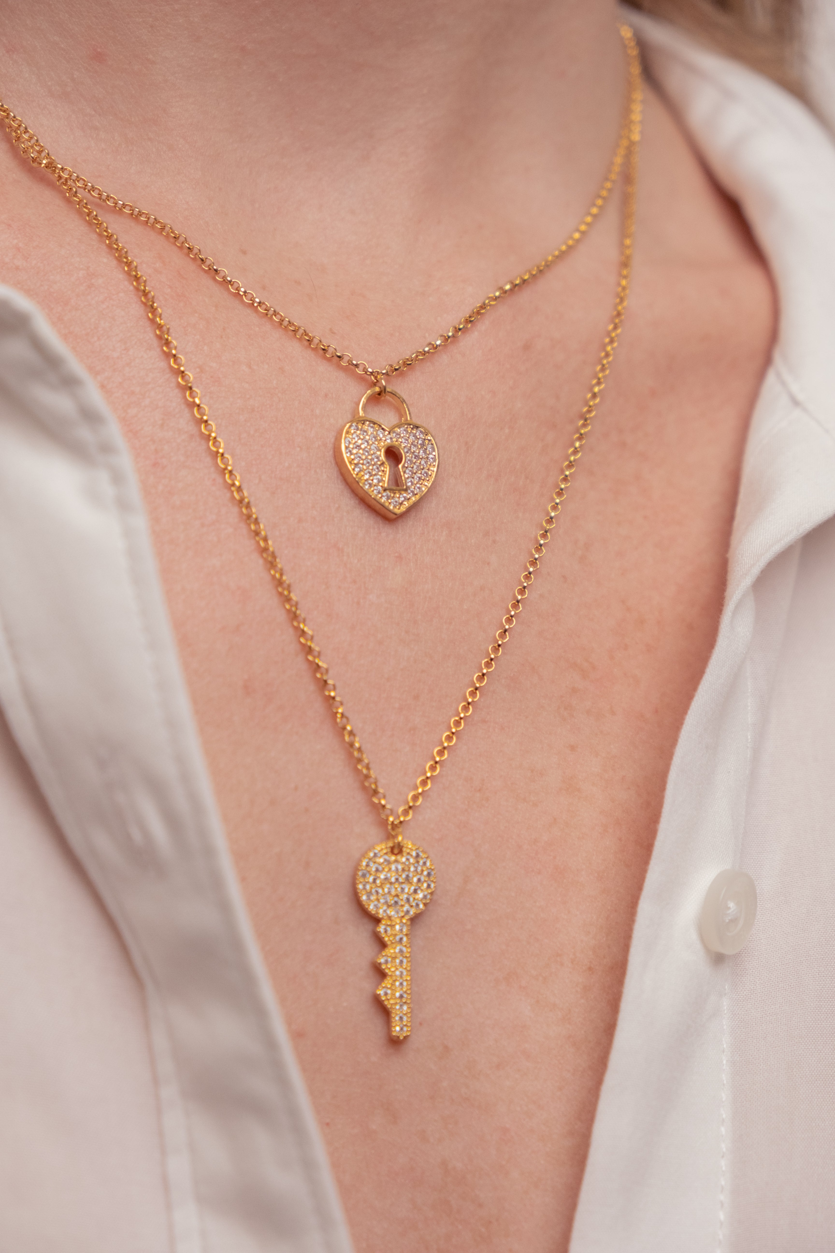 Heart & Key 18K Gold Filled Necklace (Handmade in Brazil)