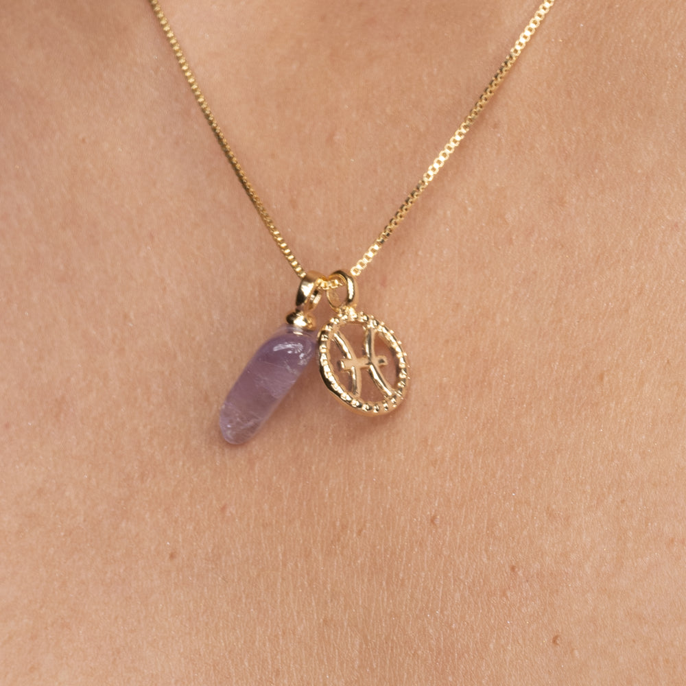 
                      
                        Piscis Necklace with the Piscis Stone, 18k Gold Filled Necklace
                      
                    