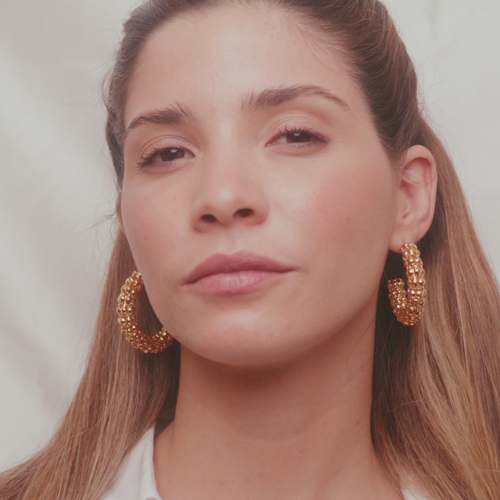 
                      
                        Load and play video in Gallery viewer, Mar, 18k high quality Gold Filled Earrings, Hand made in Brazil
                      
                    